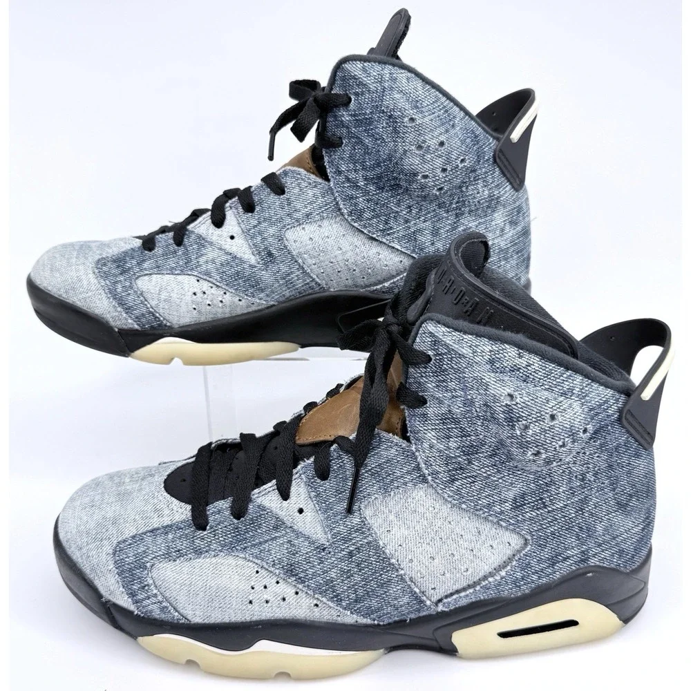 Air Jordan 6 Retro Washed Denim Mens 10.5 Blue Black CT5350-401 Basketball